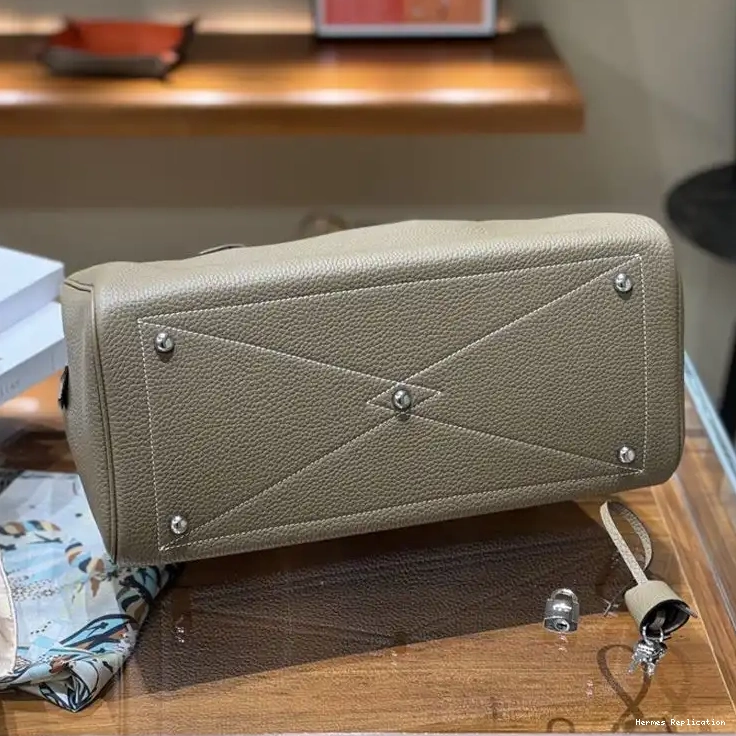 Cheap Hardware In Clemence Victoria Grey Travel Leather Hermes Bag Palladium 0416